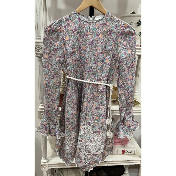 Zimmermann $798 Carnaby Floral-Print Broderie Linen Mini Dress Size 0 Petite - Picture 4 of 7